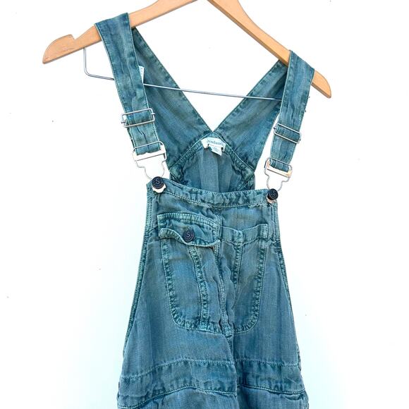 Sundance Hannah Overalls Green Herringbone Linen Vintage Wash XS - Picture 6 of 9